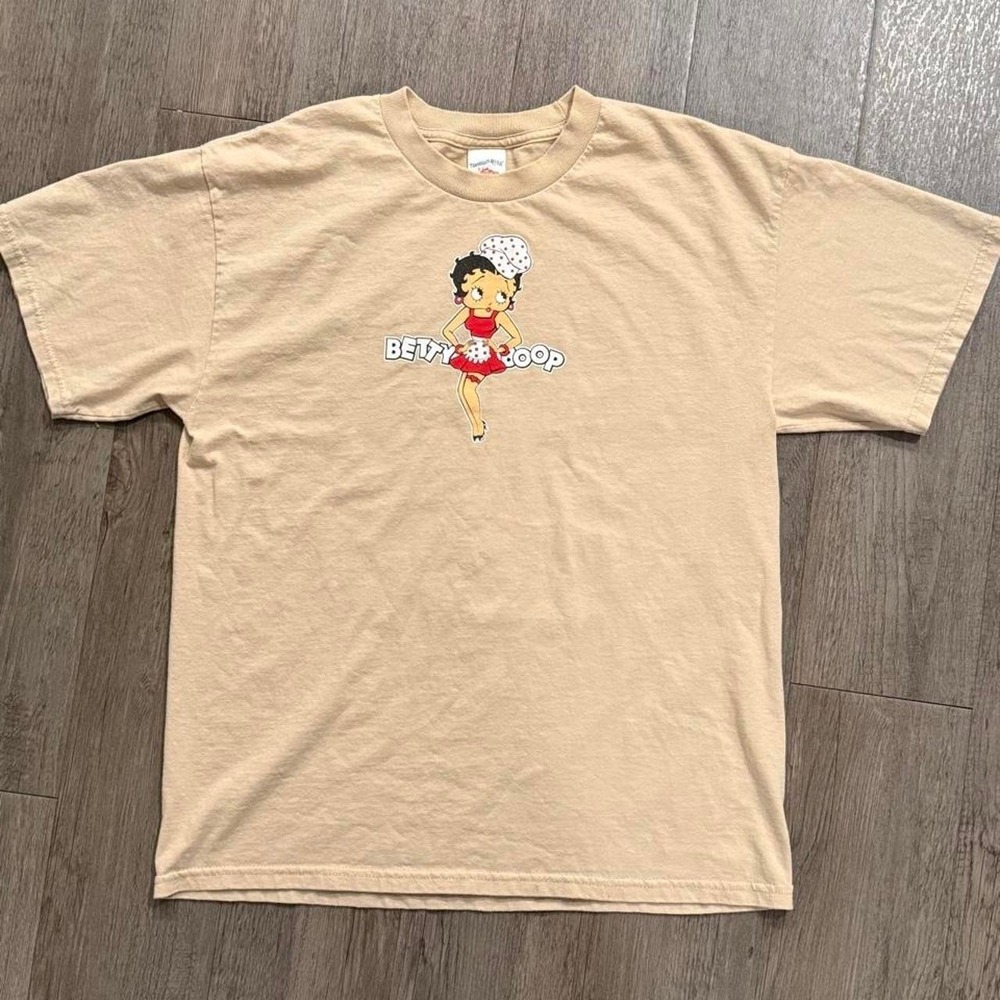 Vintage 2000s Y2K Mens collectible Betty Boop tan t shirt  Size Large